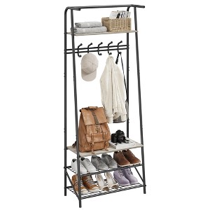 Coat Rack, Hall Tree with Shoe Bench for Entryway, Entryway Bench with Coat Rack, 4-in-1Multifunctional Hallway Organizer w/5 Removable Hooks - 1 of 4