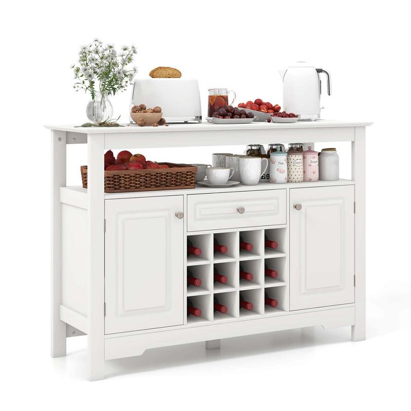 Costway Buffet Sideboard Wine Liquor Coffee Bar Cabinet with Removable Wine Rack White/Black, 1 of 11