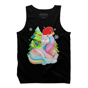 Men's Design By Humans Santa Magical Fantasy Unicorn Christmas T Shirt By thebeardstudio Tank Top - 1 of 4