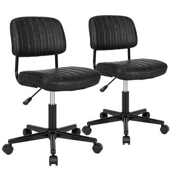 Costway 2PCS PU Leather Office Chair Adjustable Swivel Task Chair with Backrest Black