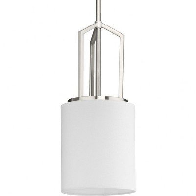 Progress Lighting Goodwin 1-Light Mini-Pendant, Brushed Nickel, Linen Shade