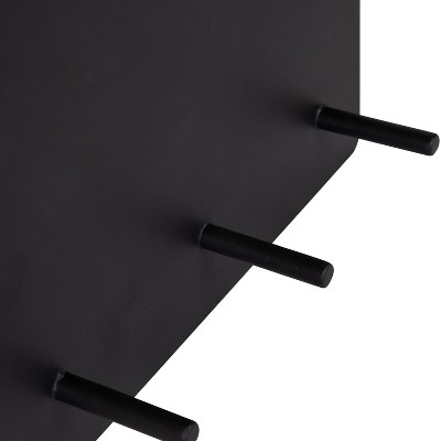 Black Metal Wall Organizer with Shelf and Hooks