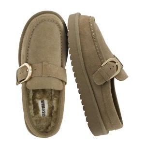 CUSHIONAIRE Origin Genuine Suede Mule Clogs for Women, Cozy Slip-On Moc Toe Loafer with Buckle and Faux Fur Cushioned Footbed - 1 of 4
