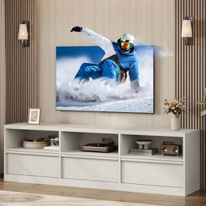 70-Inch Mid-Century Modern TV Stand: Heavy-Duty Media Console for 85” TVs with Storage Drawer & Open Shelves - 1 of 4