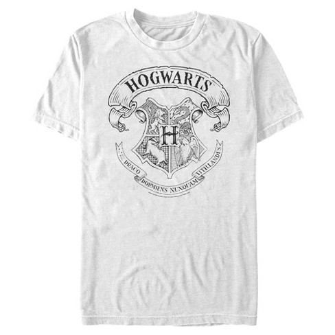 Men s Harry Potter Hogwarts 4 House Crest T Shirt White 2X Large