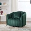 Oversized Velvet Upholstered Swivel Accent Chair,360° Swivel Barrel Chair with 3 Pillows,Pumpkin-Shape Club Armchair for Living Room-Koiai - 3 of 4