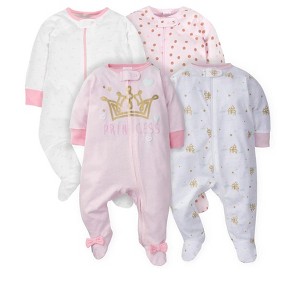 Gerber Baby Girls 4 Pack Sleep 'N Play Footie - 4-Pack - 1 of 4