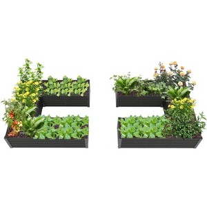 Anybear 6x6x1.5ft U-Shaped Galvanized Raised Garden Beds Outdoor for Planting Vegetables Flowers Herb, Anti-Rust - 1 of 4