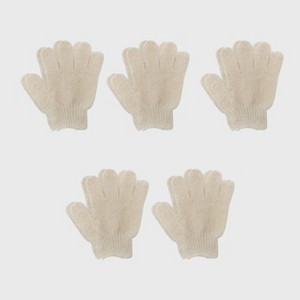 Spa Essentials 5 Pair Exfoliating Bath Gloves - Gentle Dead Skin Removal, Deep Cleaning & Exfoliating Body Scrub Gloves for Shower (Unscented) - 1 of 4