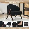 Mid-Century Accent Chair, Teddy Velvet, Linen, PU Leather with Wood Frame（1pc） - 2 of 4