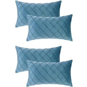 Unique Bargains Solid Geometric Textured Cushion Home Decor 4 Pcs Soft Velvet Decorative Pillow Covers for Bed Sofa - 1 of 4