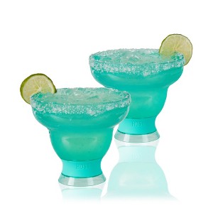 HOST FREEZE Margarita Cocktail Glasses, Frozen Cup Double Wall Plastic Margarita Glasses Drinking Set Modern Drinking Glasses Aqua Blue Set of 2 - 1 of 4