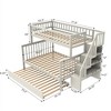 Okak Twin over Full Stairway Bunk Bed with Trundle, Easy Assembly, Cream - 2 of 4