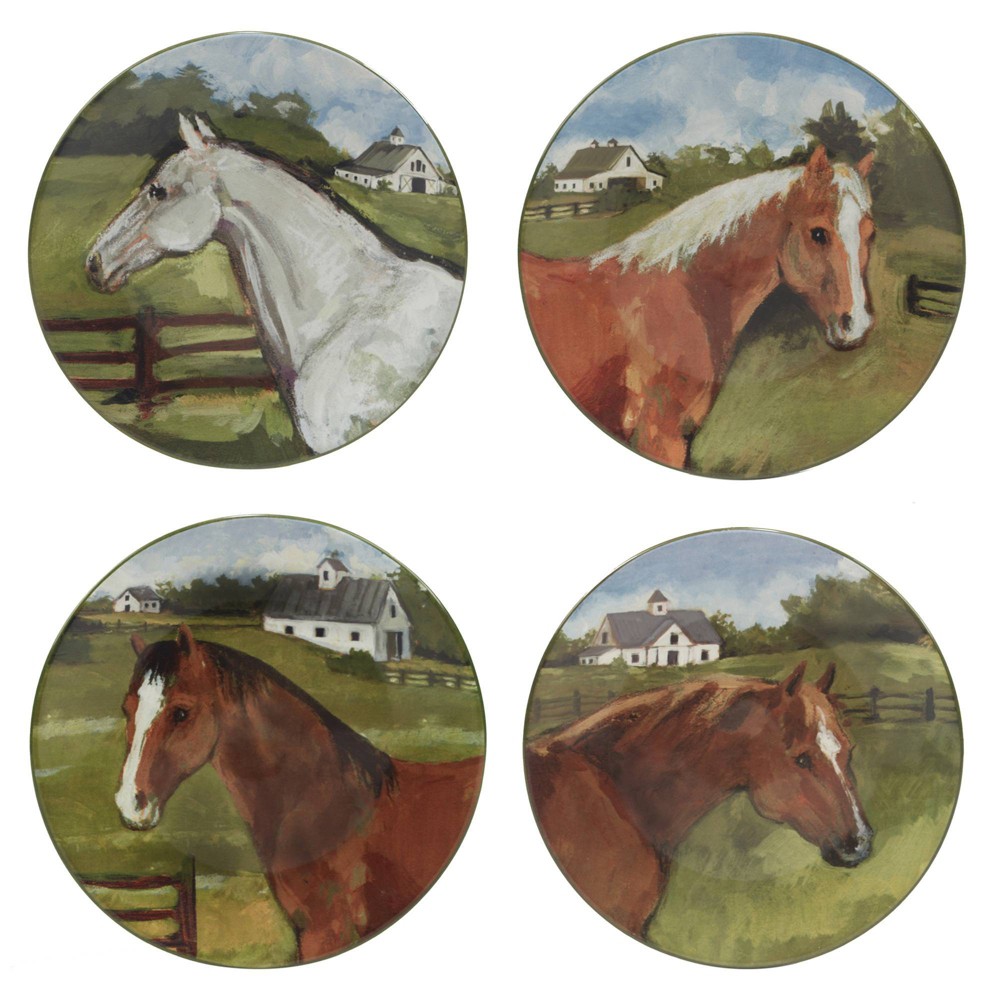 Photos - Other kitchen utensils Certified International Set of 4 York Stables Assorted Salad/Dining Plates - Certified Internation 