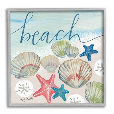 Stupell Beach Phrase Seashells and Sand Framed Giclee