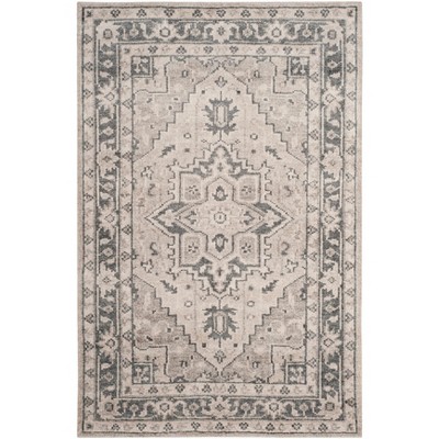 Gray and Ivory Hand-Knotted Wool and Viscose Area Rug, 4' x 6'