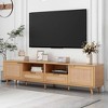 MAYEERTY Rattan TV Stand for TVs up to 85", Modern Farmhouse Media Console, Entertainment Center with Solid Wood Legs for Living Room Beige - 3 of 4