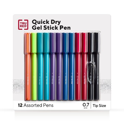 Tru Red Quick Dry Gel Pens Med Point 0.7mm Asst 12/pack Tr54483 : Target