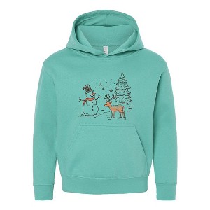 The Juniper Shop Deer Snowman Scene Youth Graphic Hoodie - 1 of 3