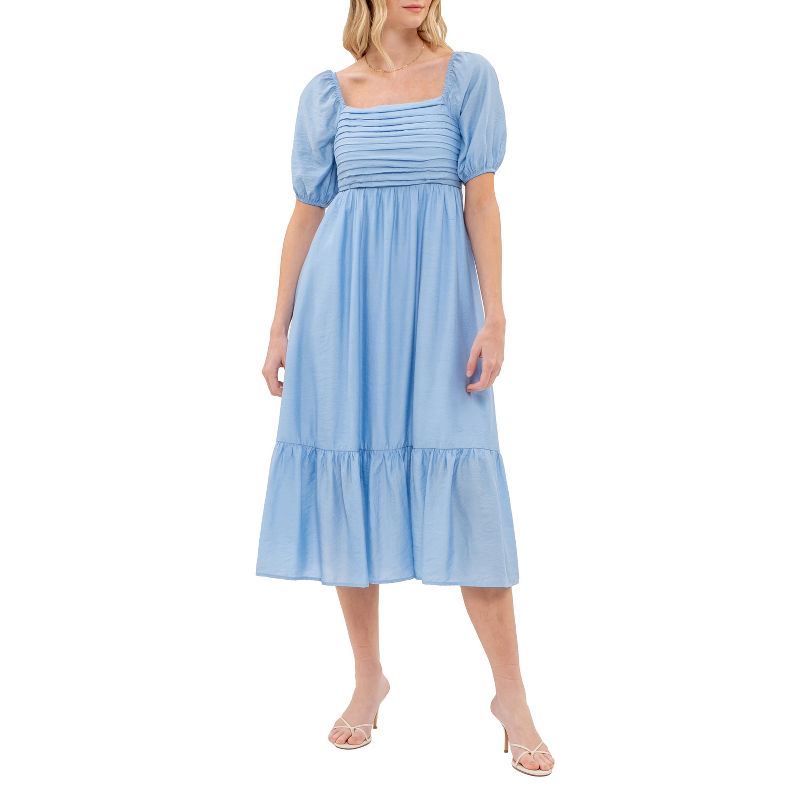 August Sky Women's Bubble Sleeve Empire Waist Mini Dress, 1 of 6
