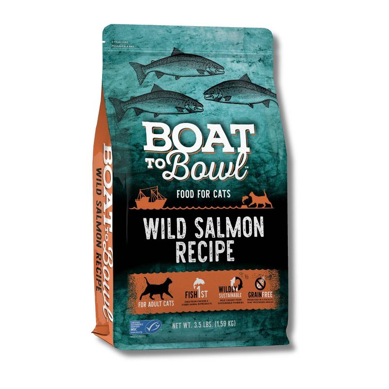 Boat To Bowl Wild Salmon and Fish Flavor Recipe Adult Dry Cat Food - 3.5lbs, 1 of 13