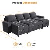 Dyonery Modular Sectional Sleeper Sofa with Pull Out Bed, U Shaped Sectional Sofa with USB Ports/Adjustable Backrest/2 Storage Seats - 3 of 4