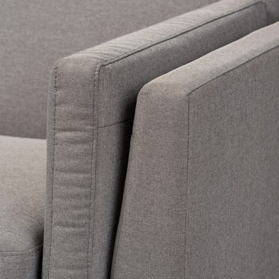 Sava Gray Fabric Upholstered Walnut Wood 3-Seater Sofa