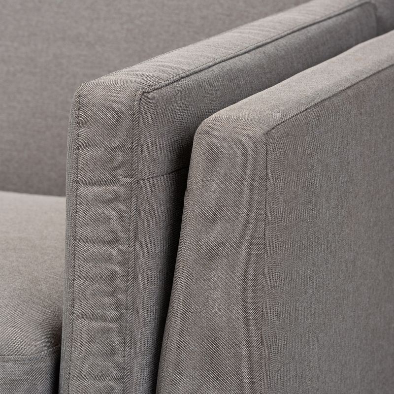 Sava Fabric Upholstered Walnut Wood 3 Seater Sofa Gray - BaxtonStudio, 3 of 11