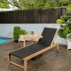 Trabuco Coastal Modern Acacia Wood Mesh 3-Position Outdoor Chaise Lounge Set with Side Table - JONATHAN Y - 2 of 4