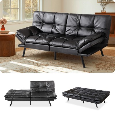 MUUEGM 71" Memory Foam Futon Sofa Bed| Convertible Sleeper Sofa with 3-Position Adjustable Backrest and 4-Position Armrest