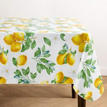 Vintage Lemon and Citrus Blooms Printed Vinyl Indoor/Outdoor Tablecloth - Elrene Home Fashions