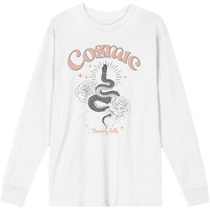 Cosmic Snake & Flowers Adult Crew Neck Long Sleeve Tee - 1 of 2