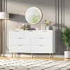 Modern Fluted 5/6/7 Drawer Dresser, Large Natural Wood Chest of Drawers with Gold Handles, Bedroom Storage Organizer, Stylish Dresser - 3 of 4