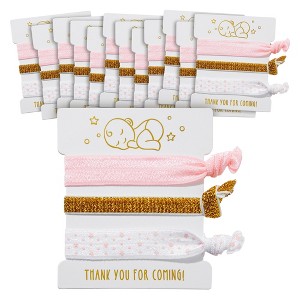 Blue Panda 24-Pack Elastic Hair Ponytail Holder, Baby Shower Favors for Guests (3 Designs, 2 Sizes) - 1 of 4