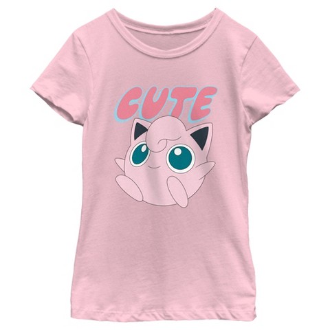 Pokemon Girl's Pokemon Jigglypuff Cute T-Shirt - Light Pink - Small