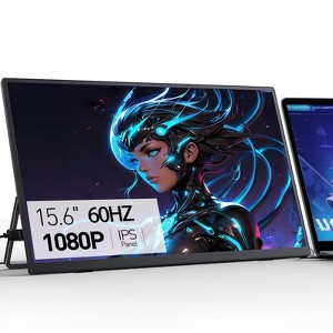 Portable Monitor 15.6'' FHD 1080P - Ultra-Slim Portable Laptop Monitor with Kickstand - IPS Display for PC, MAC, Phone, Xbox, PS5 - USB C & HDMI - 1 of 4