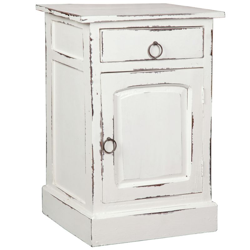 Besthom Shabby Chic Cottage 1-Drawer White Wash Nightstand 25.5 in. H x 17.8 in. W x 13.5 in. D, 2 of 6