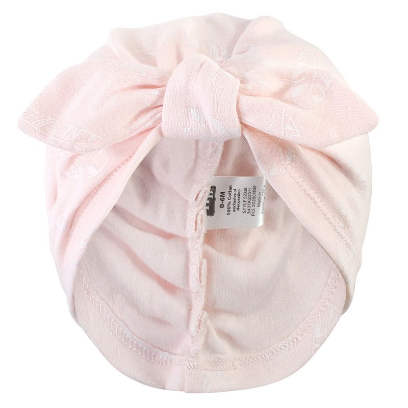 Hudson Baby Baby Girl Turban Cotton Headwraps, Pink Feather, One Size, 6 of 7