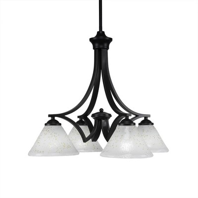 Toltec Lighting Zilo 4 - Light Chandelier in  Matte Black with 7" Gold Ice Shade