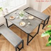 Dining Table Set for 4 w/ 2 Benches, 3-Piece Kitchen Table Set, Space-Saving Dining Set for Kitchen, Dining Room - 4 of 4