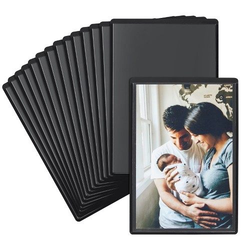 Juvale 15 Pack 4x6 Black Magnetic Picture Frames For Refrigerator With  Clear Cover : Target