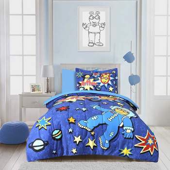 Original Arthur Ultra Soft Comforter/Sham Set for Boys, Girls, Baby, Kids, Toddler, Teen Space Theme Printed-Cotton Kids Bedding - Twin Size