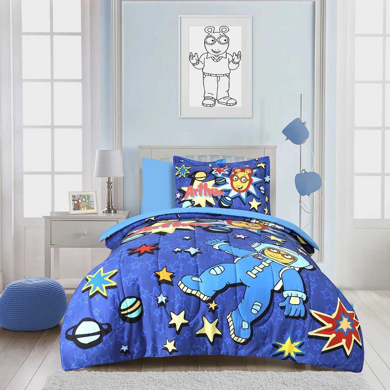 Original Arthur Ultra Soft Comforter/Sham Set for Boys, Girls, Baby, Kids, Toddler, Teen Space Theme Printed-Cotton Kids Bedding - Twin Size, 1 of 6