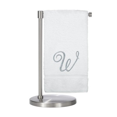 BC BARE COTTON Monogrammed Bath Towel, Personalized Gift, 27 x 54 inches - Set of 1 - White - Silver Script