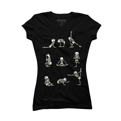 Junior's Design By Humans Skeleton Yoga By Huebucket T-shirt : Target