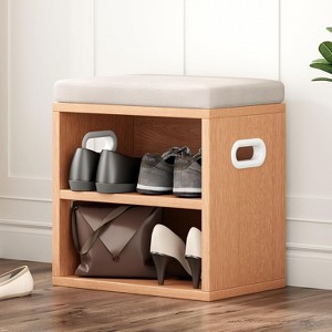 AZL1 Life Concept Shoe Bench Entrywaywith Cushion Shoe Benches Storage Seating Seat Entryway Shoe Rack Entryway Show Racks, Beige, 15.35"*11.4"*16" - 1 of 4