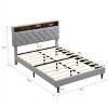 NicBex Queen/King Bed Frame,Upholstered Platform Bed Frame with Button-Tufted Linen Headboard,USB Ports,2 Side Pockets,Bedframe No Box Spring Needed - 3 of 4