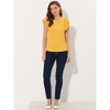Allegra K Women's Ruffle Round Neck Cap Sleeve Tops - 4 of 4