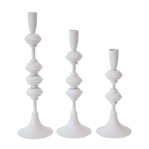 VIP Metal 14.96 in. White Taper Candle Holder Set of 3 - 1 of 2