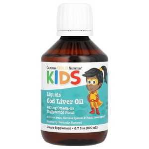 California Gold Nutrition Norwegian Kids Cod Liver Oil, Natural Strawberry, 6.7 fl oz. (200 ml) - 1 of 3